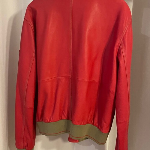 Leather bomber jacket red like new, men's size 54