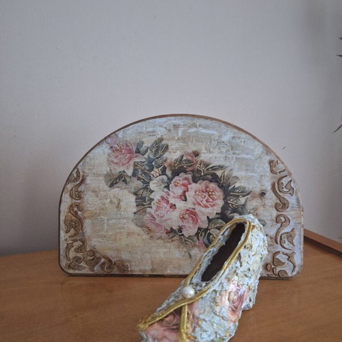 Handmade vintage decoration set 2 pcs shabby chic, new