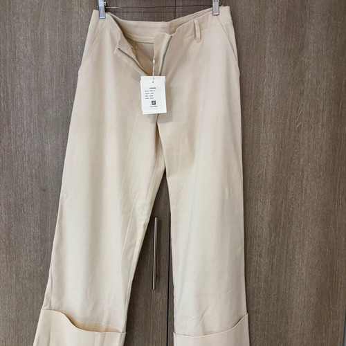 Milkwhite low-rise pants with cuffs new, size L 40 12, white