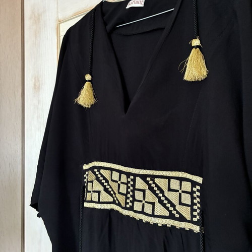 Kaftani black dress with gold embroidery like new