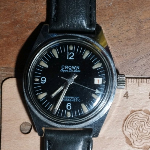 CROWN Super De Luxe wristwatch used, military style