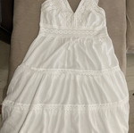 Boho 100% Cotton White Lace Sundress, size L