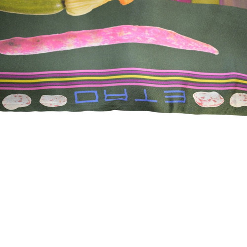 Etro Milano silk scarf used with botanical fruit and vegetable design