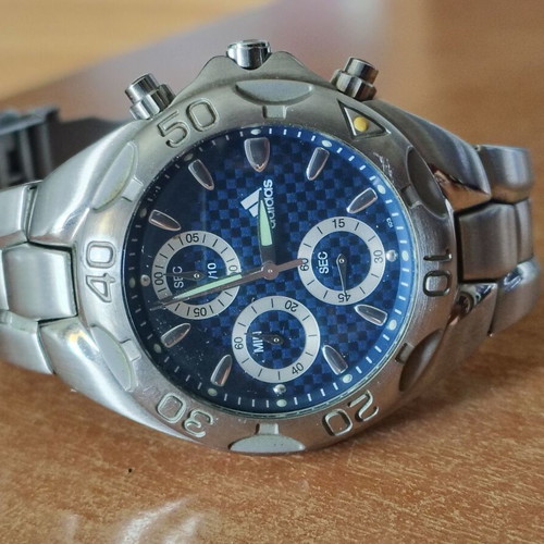 Adidas men's wristwatch, silver and blue