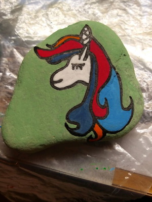 Decorative stone painted with tempera custom order