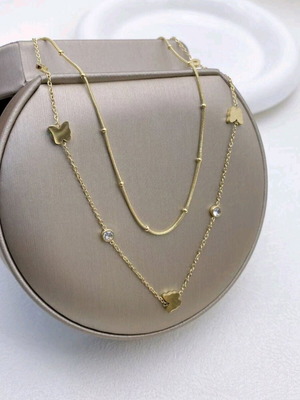 Steel necklace new, gold-colored