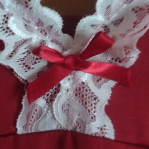 Plus Size Lingerie Top XXL with White Lace and Adjustable Straps