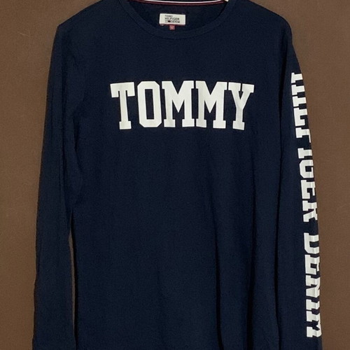 Tommy Hilfiger long sleeve T-shirt used, size large, blue with white