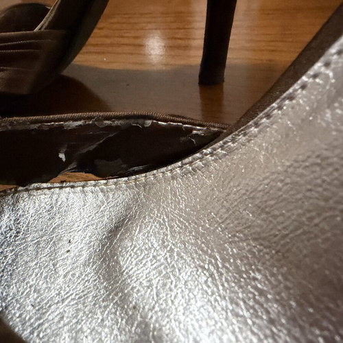 Satin brown bag with gift sandals size 39 like new