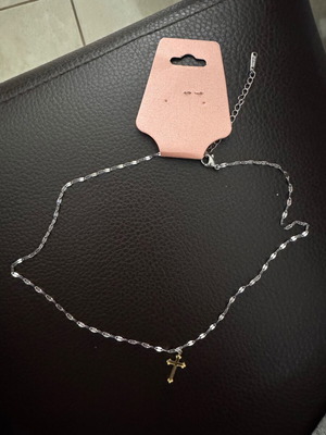 Necklace with cross new, gold and silver