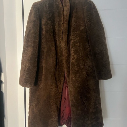 Vintage handmade fur coat used, brown, size S/M