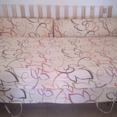 Double Sofa Bed used, opens from below to two beds