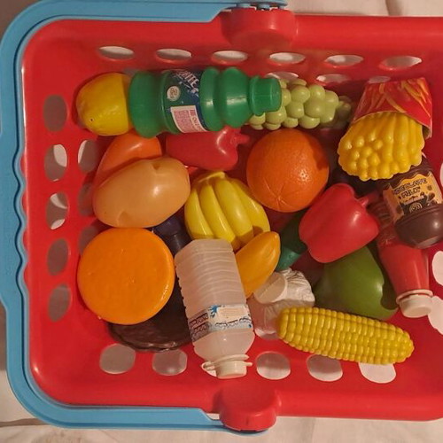 ELC/Mothercare kitchen toys like new, basket with 24 food items