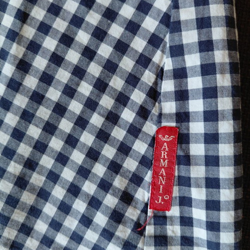 Armani Jeans women's short-sleeve checked shirt blue white