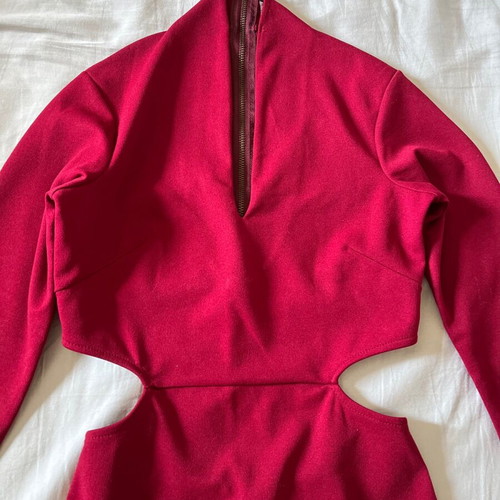 Bordeaux midi dress like new with waist cutout