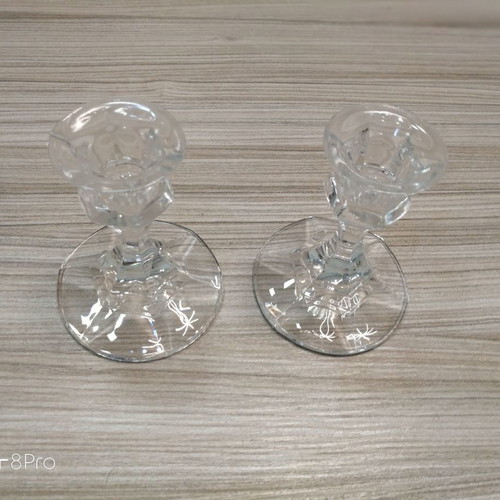 Glass candle holder used set of 2 pieces