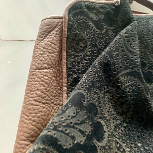 Renaud Pellegrino Paris leather and suede brown handbag like new