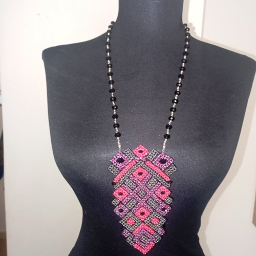 Handmade beaded necklace new, ethnic/folk multicolor design