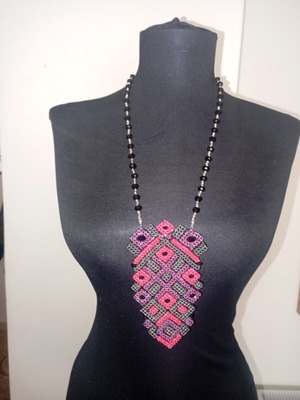 Handmade beaded necklace new, ethnic/folk multicolor design