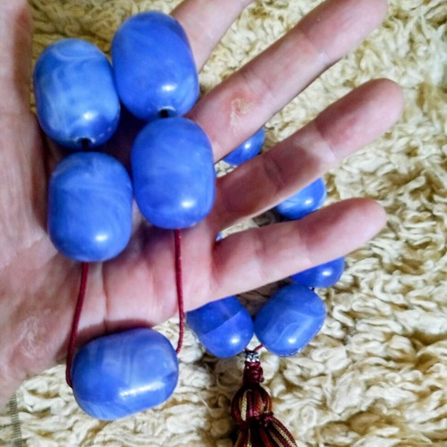 Handmade Worry Beads with Large Blue Beads New