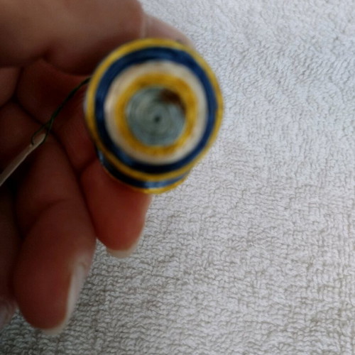 Clip-on earrings used, blue and yellow