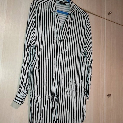 Striped long oversize shirt used