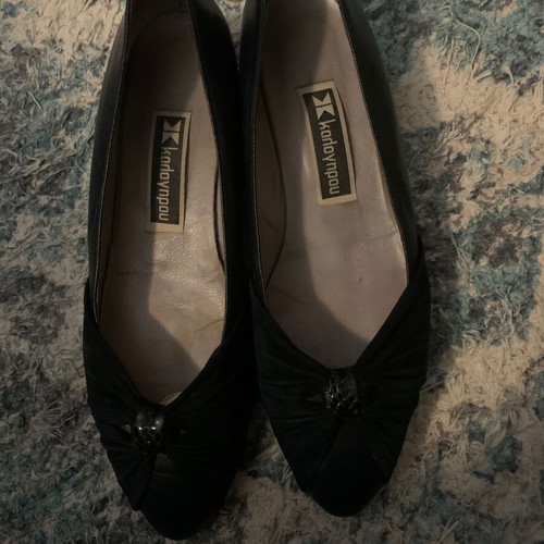 Kalogiropou ballet flats blue genuine leather shoes like new with suede details
