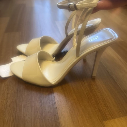 Zara high heel patent leather sandals, size 38, beige