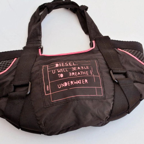 Diesel Vintage Shoulder Bag used, black with pink details Y2K