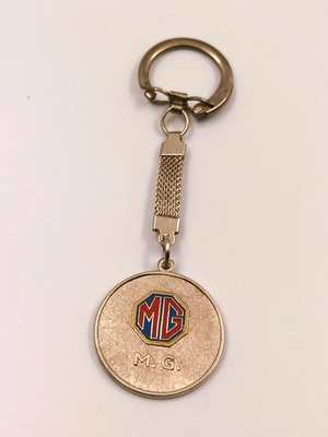 Vintage M.G. Car Keychain NOS enamel, new condition