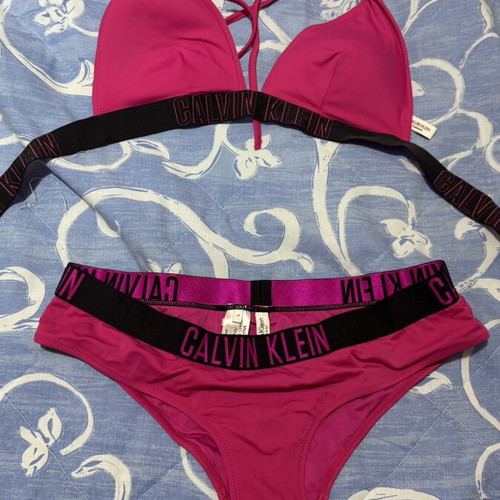 Calvin Klein bikini set like new, fuchsia with black elastic band