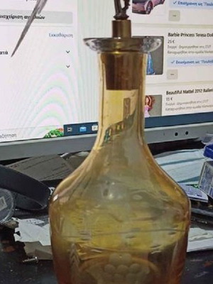 Crystal carafe used, 24 cm height, collectible