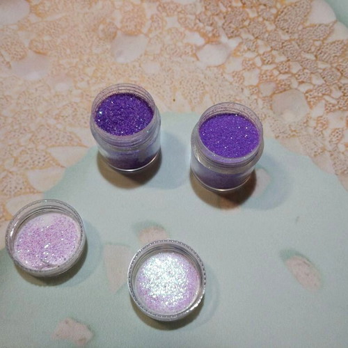 Σετ 2 Glitter σκόνη νυχιών καινούργιο, μωβ