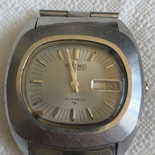 Seiko 7005-5000 vintage men's automatic wristwatch used, silver