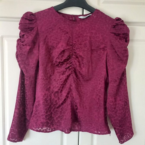 & Other Stories blouse purple/fuchsia with puff sleeves, like new, XS