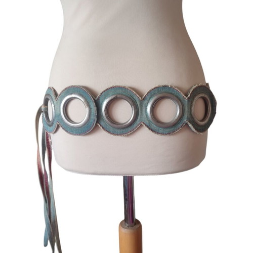 Ζώνη Miss Sixty vintage denim με μεταλλικούς κρίκους και ρυθμιζόμενο μήκος, καινούργια