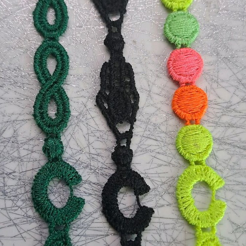 Cruciani Italian knitted bracelets 3pcs like new (green, black, neon)