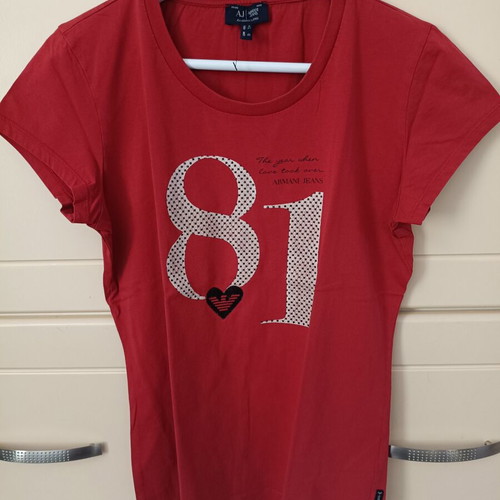 Armani Jeans women's blouse used, red, cotton, size XL