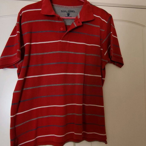 Men's short-sleeve t-shirts used, pack of 3, size L, blue and red
