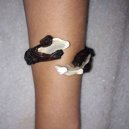 Vintage bracelet like new, handmade with leather
