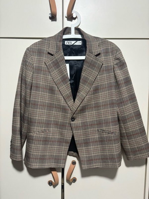 Zara checked blazer last season new brown size L