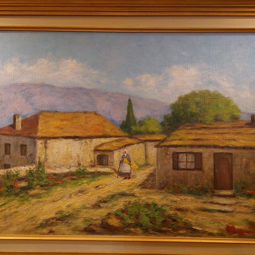 Oil painting by M. Romanidou like new with frame