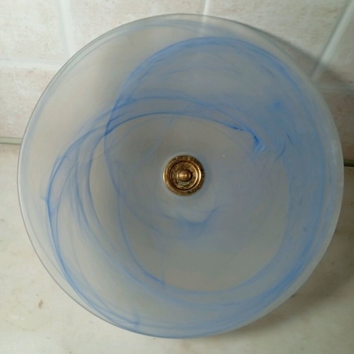 Glass ceiling pendant light used, blue alabaster texture
