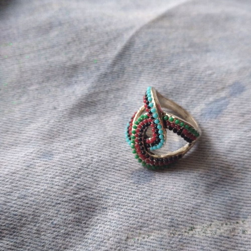 Steel ring with colorful decoration