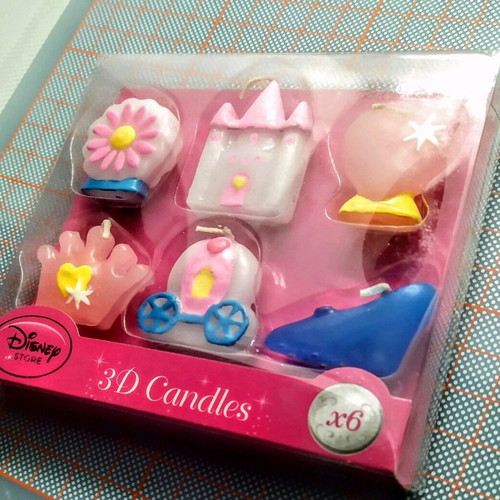 6 3D Cinderella birthday candles from Disney Store