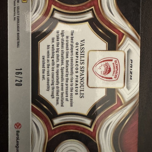 Vassilis Spanoulis Star Status Red Prizm Panini EuroLeague 2025-26 card like new