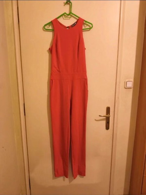 Jumpsuit coral color with lace back opening like new