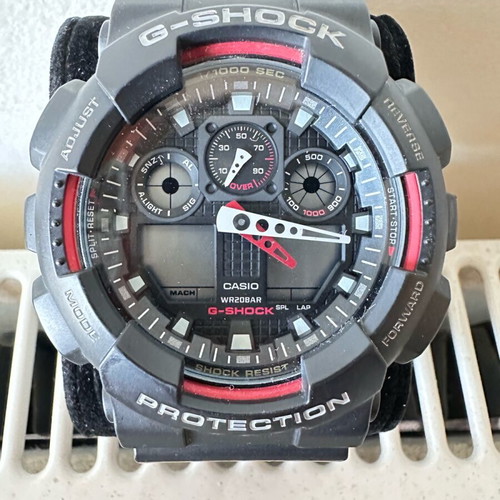 Casio GA-100 watch like new, black and red