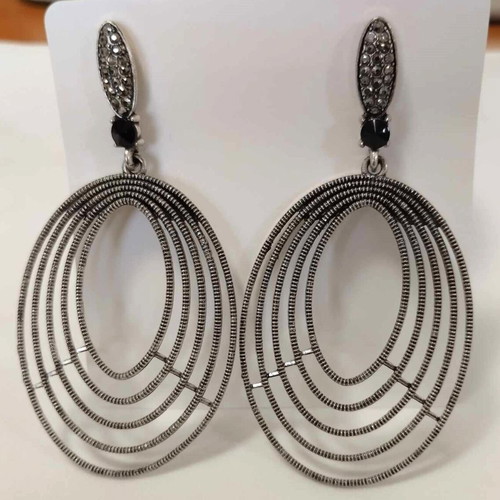 Vintage style oval earrings silver antique color new