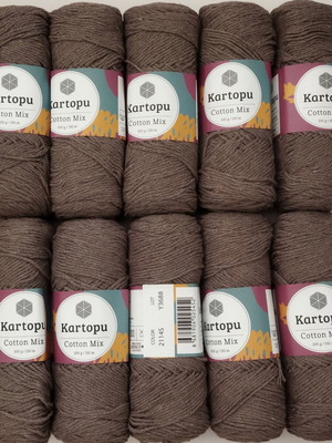 Boho Kartopu Cotton Mix knitting yarn set 10, new, brown chocolate